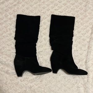 Eileen Fisher Black Suede Pull On Slouchy Boots